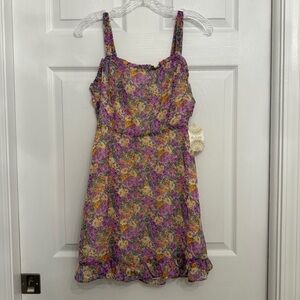 {Altar’d State} Purple and Yellow Floral Mini Dress | S